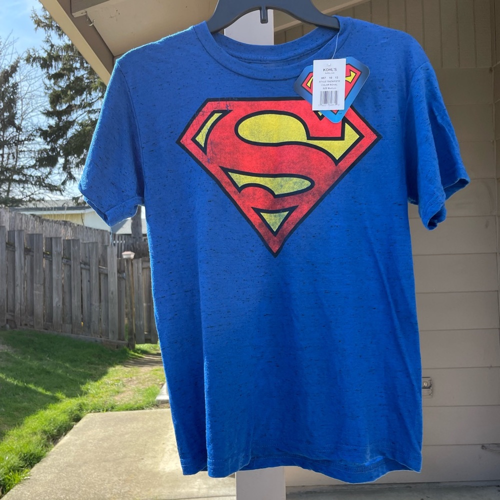 Royal Blue Boys Superman Shirt size M